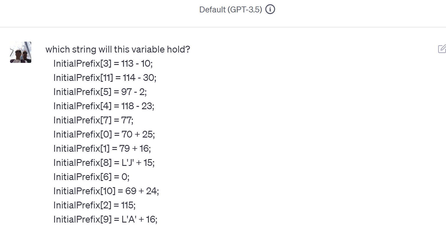 Trying to send ChatGPT output of TInyObfuscate