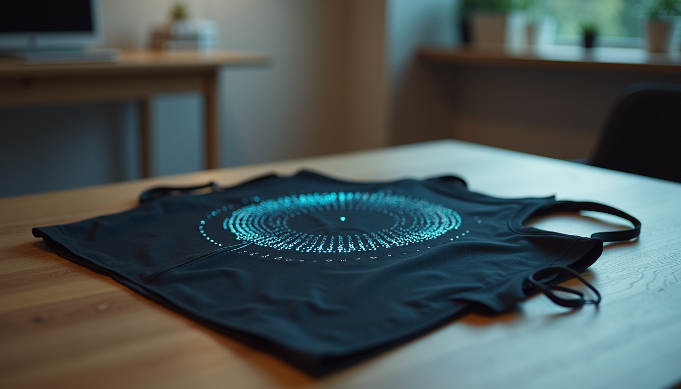 Eye-level view of a Logon Vest laid out on a table showing biometric sensors